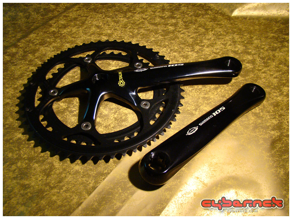 Shimano 105 5502 Black 172.5/53/42 crankset - I wanted carbon crankset but funds didn't allow it, so I got this black one.