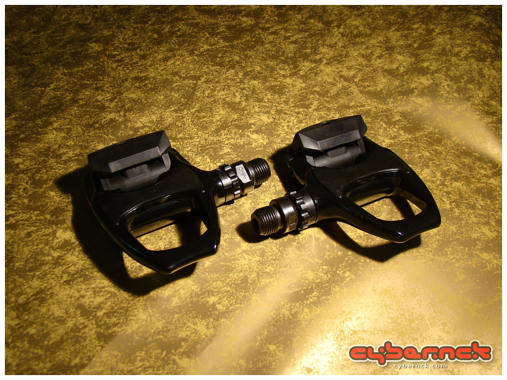 Shimano 105 R540 Black pedals - the same pedals as on my road bike, therefore useful as a spare set too.